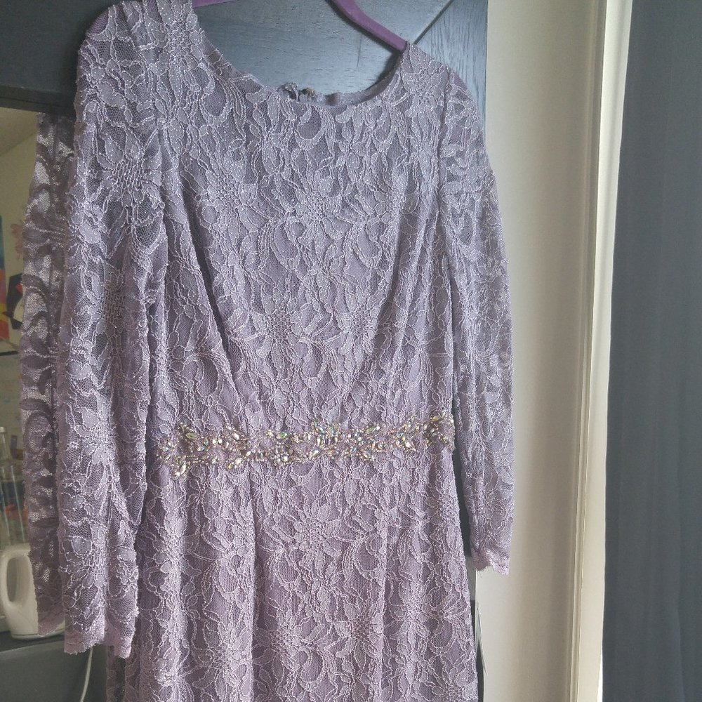 Sparkly Lavender Light Purple Lace Dress - Size 8